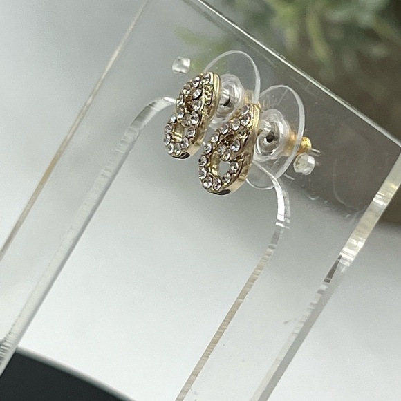Givenchy Womens Gold Tone Crystal Small Stud Earrings New - Picture 13 of 15